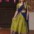 Olive Green & Navy Blue Silk Lehenga Choli Set with Contrast Zari Border