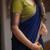 Olive Green & Navy Blue Silk Lehenga Choli Set with Contrast Zari Border