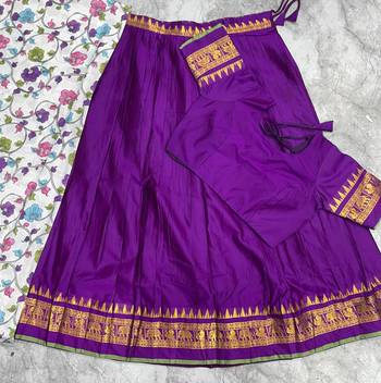 Purple Lehenga Choli Set with Floral Printed Dupatta and Contrast Zari Border Set 2