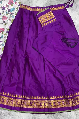 Purple Lehenga Choli Set with Floral Printed Dupatta and Contrast Zari Border Set