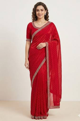 Elegant Red Designer Saree