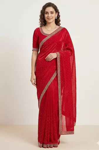 Elegant Red Designer Saree