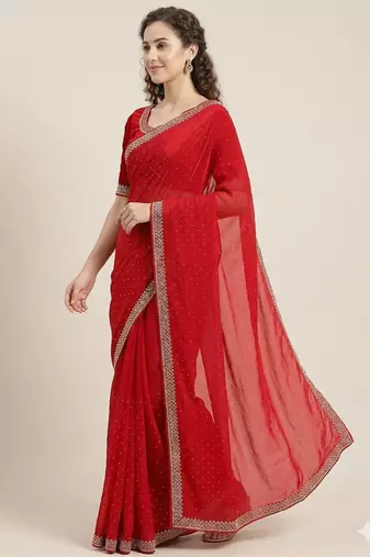 Elegant Red Designer Saree