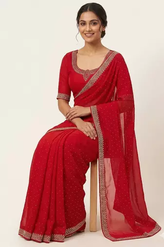 Elegant Red Designer Saree