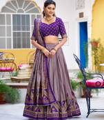 purple art silk printed lehenga choli