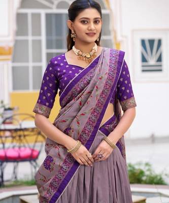 purple art silk printed lehenga choli 2