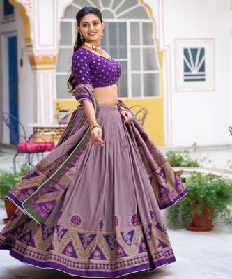 purple art silk printed lehenga choli 3
