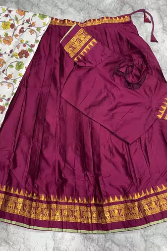 Wine Lehenga Choli Set with Floral Printed Dupatta and Contrast Zari Border Set