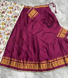 Wine Lehenga Choli Set with Floral Printed Dupatta and Contrast Zari Border Set