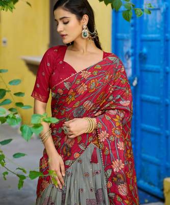 red art silk printed lehenga choli 2