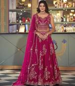 pink silk blend embroidered lehenga choli