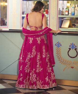 pink silk blend embroidered lehenga choli 3