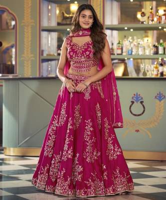 pink silk blend embroidered lehenga choli 4