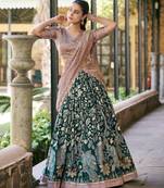 green art silk printed lehenga choli
