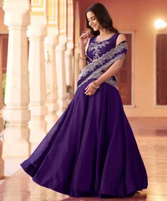 royal-blue blend embroidered lehenga choli 2