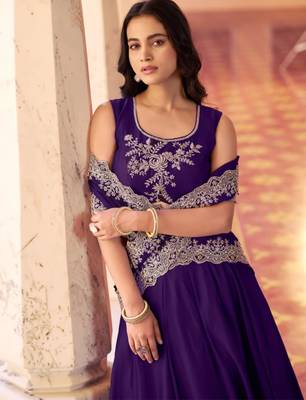 royal-blue blend embroidered lehenga choli 3