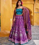 purple art silk printed lehenga choli