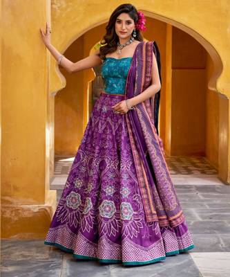 purple art silk printed lehenga choli 2