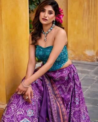 purple art silk printed lehenga choli 3