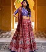 maroon art silk printed lehenga choli