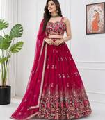 pink georgette embroidered lehenga choli