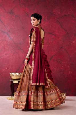 brown cotton poly printed lehenga choli 3