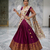 Wine Lehenga Choli Set with Floral Printed Dupatta and Contrast Zari Border Set