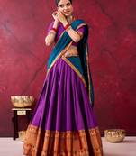 purple cotton poly printed lehenga choli