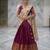 Wine Lehenga Choli Set with Floral Printed Dupatta and Contrast Zari Border Set