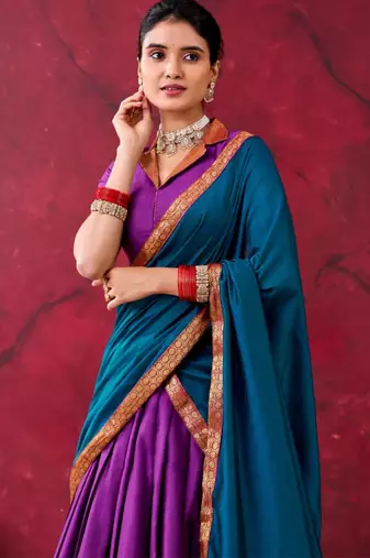 purple cotton poly printed lehenga choli