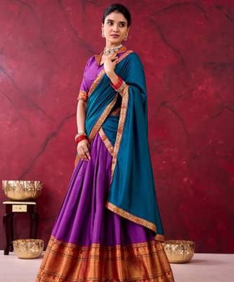 purple cotton poly printed lehenga choli 3