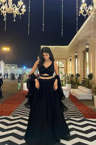 black georgette embroidered lehenga choli