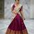 Wine Lehenga Choli Set with Floral Printed Dupatta and Contrast Zari Border Set
