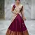 Wine Lehenga Choli Set with Floral Printed Dupatta and Contrast Zari Border Set