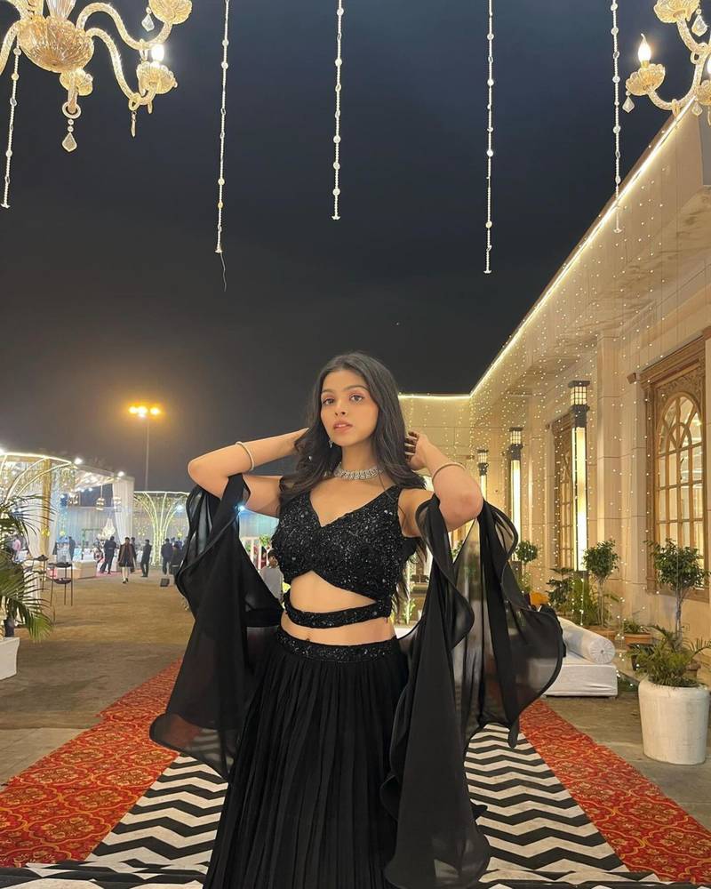 black georgette embroidered lehenga choli