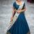 Teal Blue Lehenga Choli Set with Floral Printed Dupatta Set