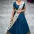 Teal Blue Lehenga Choli Set with Floral Printed Dupatta Set