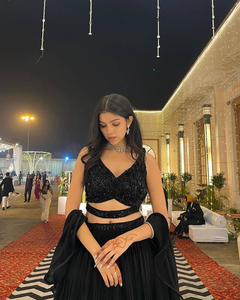 black georgette embroidered lehenga choli