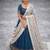 Teal Blue Lehenga Choli Set with Floral Printed Dupatta Set