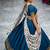 Teal Blue Lehenga Choli Set with Floral Printed Dupatta Set