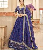 royal blue art silk embroidered lehenga choli