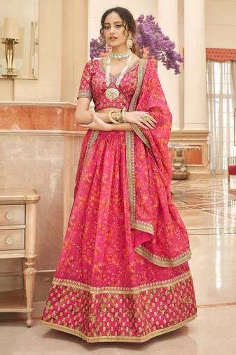 pink art silk embroidered lehenga choli