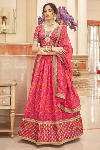 pink art silk embroidered lehenga choli