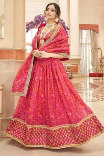 pink art silk embroidered lehenga choli