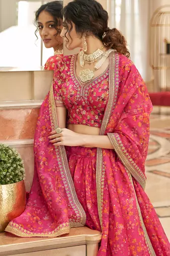 pink art silk embroidered lehenga choli
