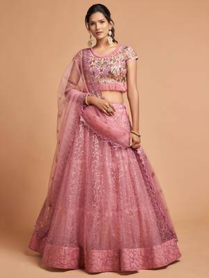 pink art silk embroidered lehenga choli 1