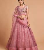 pink art silk embroidered lehenga choli
