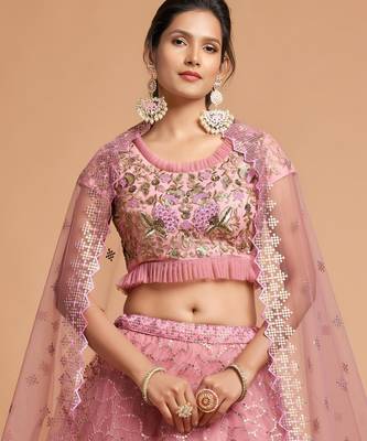 pink art silk embroidered lehenga choli 2