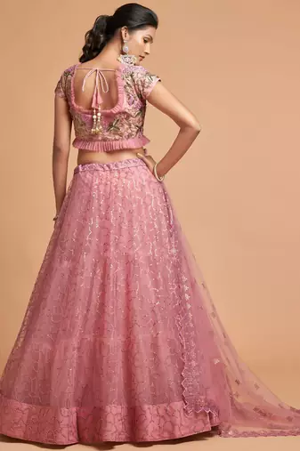 pink art silk embroidered lehenga choli