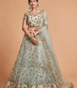 sea green art silk embroidered lehenga choli